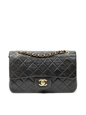 Chanel Quilted Double Flap Bag Black Lambskin Leather